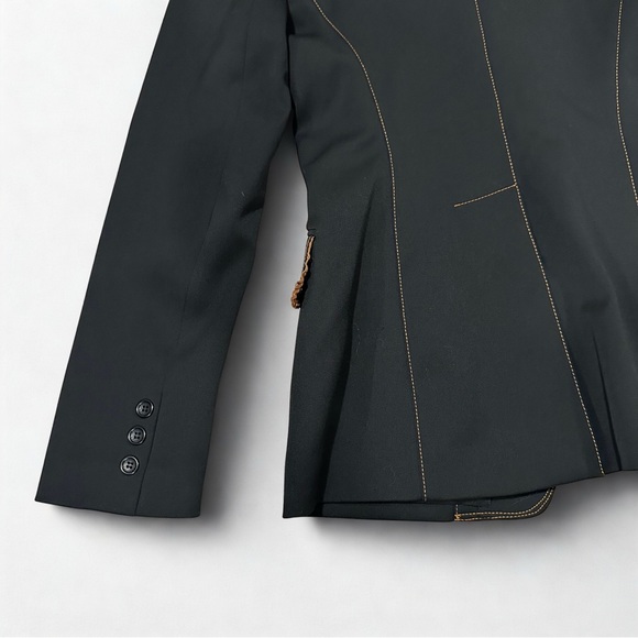 Vertigo Paris Tailored Black Blazer Contrast Stitching Size S Made in France EUC - Picture 6 of 10